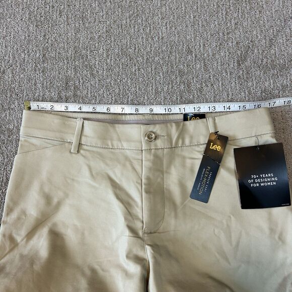 Lee Pants Womens 12 Tan Flex Motion Regular Fit Mid Rise Trouser Classic Career - Picture 9 of 12
